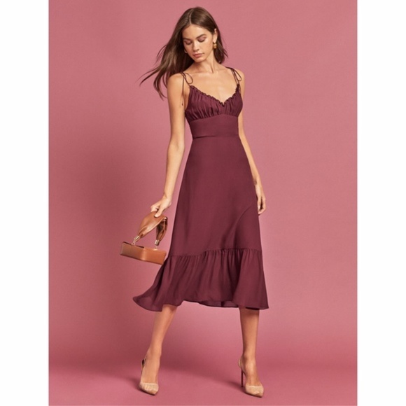 NEW Reformation Embry Dress Plum 10 - Picture 13 of 17